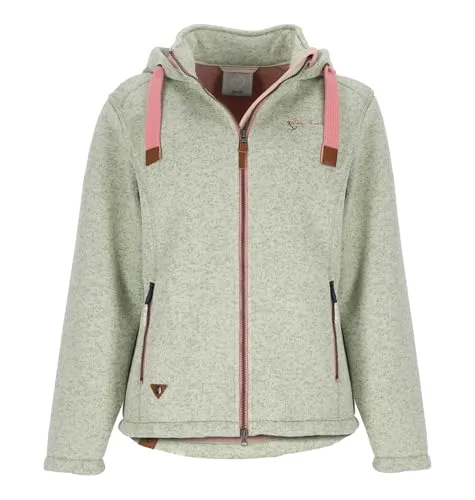 Dry Fashion Damen Wollfleece-Jacke Poel mit Kapuze - Windabweisende Fleecejacke mit tailliertem Schnitt in Mint Melange Größe 52