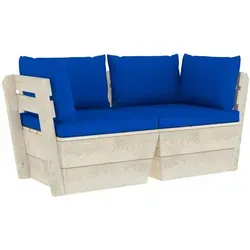 vidaXL Garten-Palettensofa 2-Sitzer mit Kissen aus Fichtenholz - Gartenmöbel mit rustikalem Charme, langlebig aus imprägniertem Fichtenholz und komfortablen Kissen für entspannte Stunden im Freien.