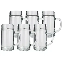 Stölzle Oberglas Bierkrug Styria 6er Set 1 Liter - Stabiler Maßkrug aus Soda Lime Glas - Geschirr: 6 stabile Bierkrüge aus hochwertigem Soda Lime Glas, spülmaschinengeeignet und ideal für Feiern mit einem klassischen Design.