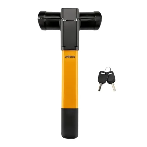 Wiltec Lenkradkralle inkl. 2 Schlüssel 360 x 180 x 95 mm aus Kupfer, Lenkradsperre als Lenkradschloss und Diebstahlsicherung fürs Auto