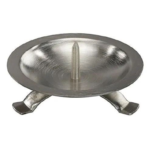 Kerzenleuchter Silber, D 9 cm, mit Dorn, satiniert, für Taufkerzen, Kommunionskerzen, Trauerkerzen für Kerzen bis Ø 5 cm