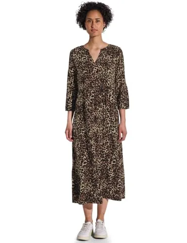 Street One Damen Volant-Kleid mit Leo-Muster in braun von Street One
