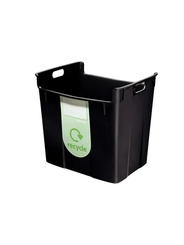 Leitz Wertstoffsammelbehälter Schwarz 40L - Haushaltszubehör für umweltbewusste Haushalte. Mit 40 Litern Fassungsvermögen und beschriftbarem Etikett für einfache Mülltrennung. Platzsparend und stapelbar für optimale Nutzung.