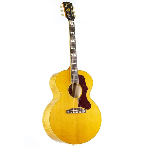 Gibson 1952 J-185 Antique Natural - Westerngitarre mit thermisch behandelter Fichtendecke und geflammtem Ahornboden; Ideal für authentischen Klang und Spielkomfort, Made in USA, inkl. Koffer.
