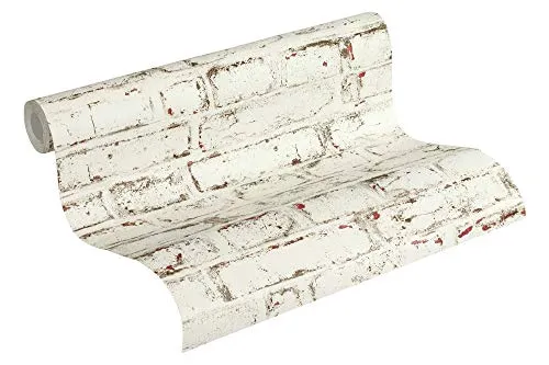 A.S. Création Vliestapete Trendwall Tapete in Vintage Backstein Optik 10,05 m x 0,53 m beige rot weiß Made in Germany 371621 37162-1