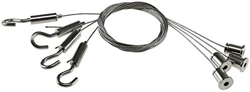 Seil Aufhängung Set für LED Panel Hängeleuchte Länge verstellbar 10cm bis 125cm mit Haken, Dübel, Schraube