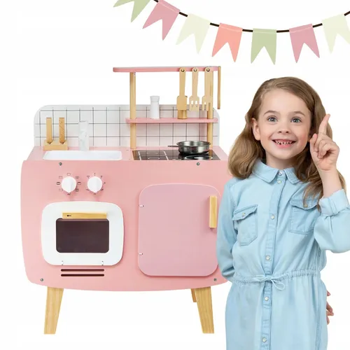 Kinderküche Holzküche Spielzeugküche Spielküche Kinder Zubehör HOLZ ROSA RETRO