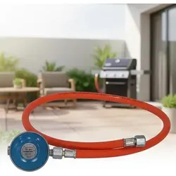 Mucola Gas Schlauch inkl. Druckminderer Gasregler 80CM Propanschlauch Regeler Propan Butan - Orange