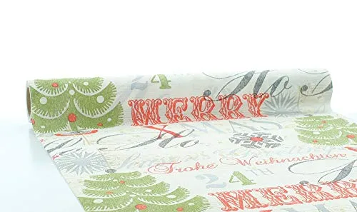 Sovie HOME Tischläufer Xmas-Greetings in Rot aus Linclass® Airlaid, Weihnachtstischläufer stoffähnlich, ideal für Winterfeiern, Advent & Weihnachten, 40 cm x 4,80 m, 1 Stück