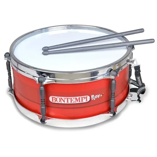 Bontempi | BeatMaster - Drum Kit mit Doppelmembran, Schultergurt und 25cm Drum Sticks für ein komplettes Rhythmuserlebnis, Rot, 34,4x31,9x15,4 cm