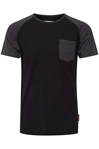 Indicode IDGresham Herren T-Shirt Kurzarm Shirt mit Rundhals-Ausschnitt Brusttasche Baumwollmischung Regular fit, Größe:M, Farbe:Black - Charcoal (9992)