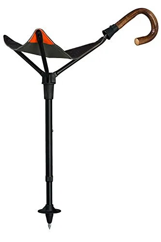 Gastrock Sitzstock PRAKTUS Safety höhenverstellbar mit Eichengriff, Braun, Jagdsitzstock