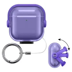 kwmobile transparentes Kopfhörer Case kompatibel mit Apple Airpods 4 Hülle - Headphones TPU Cover mit Sicherheitsverschluss - Lavendel Transparent