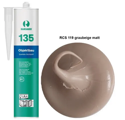 Ramsauer Dichtstoff Ramsauer 135 Objektbau Silikon Fugen Dichtstoff 310ml Kartusche, gebrauchsfertig, VSG verträglich, UV beständig, geruchsneutral