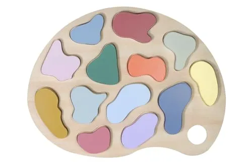 Kindsgut Steckpuzzle Farben, Holz, Farblehre und Förderung der Motorik, Unisex Spielzeug, Geschenk ab 12 Monaten