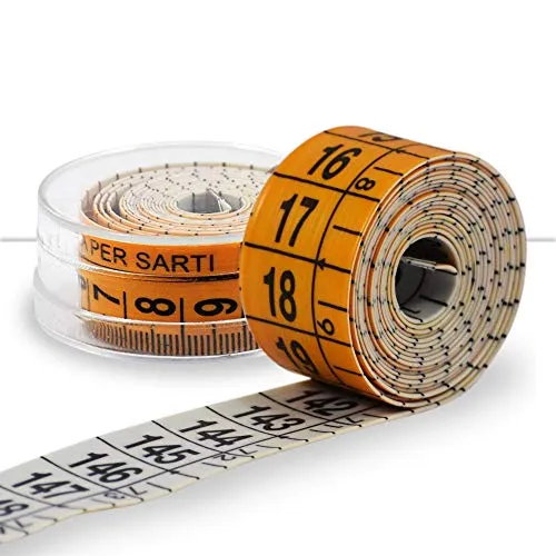 Maßband BENESSERE In Linea® - Maßband körper - Massband - Measuring tape - körpermaßband - orangefarbenes Maßband mit praktischem Kunststoffkoffer - doppelte Graduierung 1,5 m