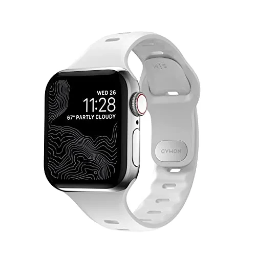 Sport Slim Strap S/M - white für Apple Watch 9/8/7 (41mm) und mehr - Smartwatch Zubehör: Der Sport Slim Strap aus flexiblem FKM Gummi ist dünn, leicht und 100% wasserdicht – ideal für Aktive, die Komfort und Haltbarkeit schätzen.