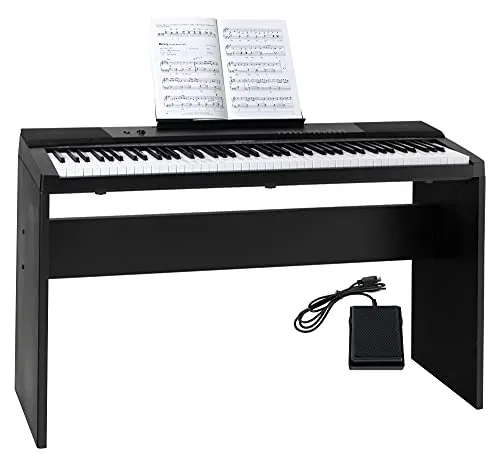 McGrey DK-88 Beginner-Keyboard – 88 Tasten in Stagepiano Optik - Keyboards für Einsteiger mit 146 Klängen, ideal für kreative Musikprojekte. Inklusive Netzteil, Notenhalter und Sustain-Pedal für sofortigen Spielspaß.