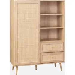 Bohème Highboard mit Rohrgeflecht und Holzdekor