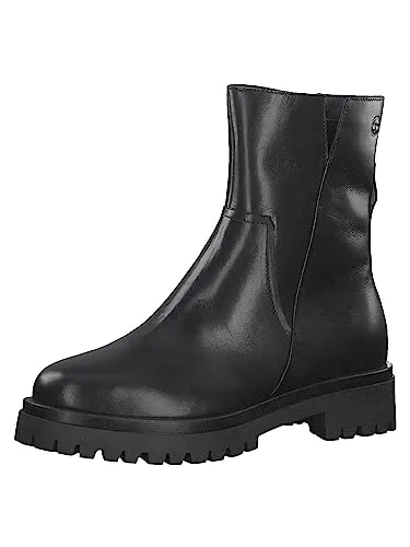 Tamaris Stiefelette 1-25475-41 001 schmal - Wanderschuhe mit gepolsterter TOUCH-IT Decksohle aus echtem Leder, modernes Design und komfortablem Blockabsatz von 4 cm für stilvolle Abenteuer.