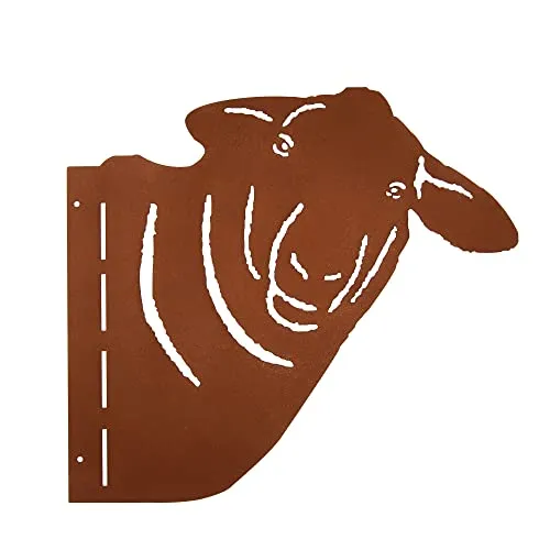 UNUS Garden Baumstecker Schaf um die Ecke guckend, Gartendeko Rostoptik zum Anschrauben, Roststecker aus Edelrost Metall, Rost Deko für Garten, Terrasse oder Balkon