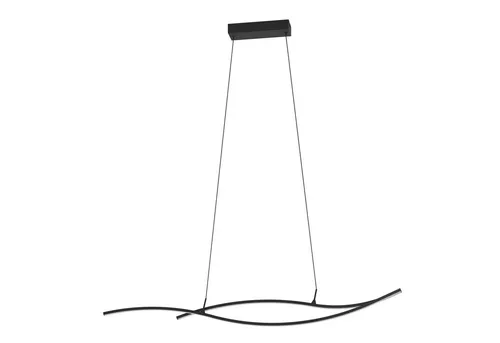 EGLO LED Hängelampe Grisolia - Moderne Pendelleuchte für Esstisch - Hängeleuchte aus schwarzem Metall und Kunststoff, mit zwei wellenförmigen Leuchtflächen für gleichmäßige Beleuchtung, ideal für Kücheninseln oder Büros.