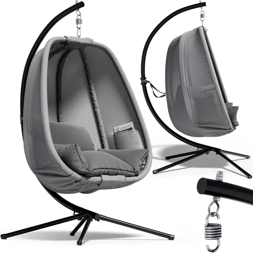 CASARIA® Hängesessel Outdoor XXL - 94cm Breiter Schaukelsessel mit Gestell - Hängesessel für Indoor & Outdoor mit 150kg Belastbarkeit, extra dicken Kissen und praktischen Seitentaschen. Wetterfest und stabil für entspannte Momente im Garten oder Wohnzimmer.