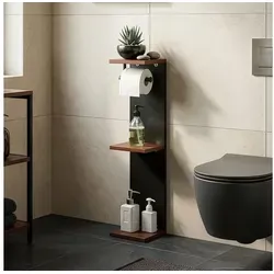 Toilettenpapierhalter 'Trond' mit 3 Ablagen in schwarz von en.casa