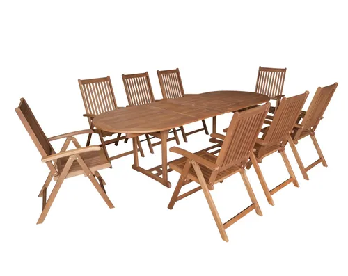 Garten Sitzgruppe Lago 9-tlg. aus Eukalyptus geölt