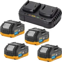 Procraft Starter Set 20 V 20/2 mit Doppel Ladegerät und 4x 20/4 Industrial Akku - Praktisches Procraft Starter Set mit 20 V Doppel Ladegerät und 4 leistungsstarken 4,0 Ah Akkus. Ideal für Heimwerker und Profis, um Geräte effizient mit Energie zu versorgen.