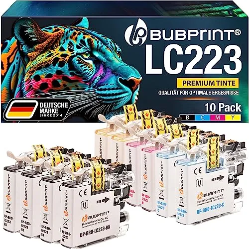 XL Patronen für Brother LC-223 - 10er Multipack - Tintenpatronen für Brother-Drucker, 3 Jahre Herstellergarantie, ideal für hohe Druckvolumen und kosteneffizientes Drucken.