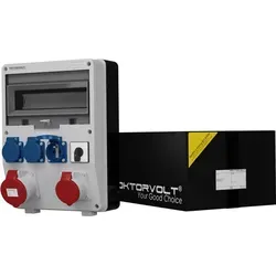 Stromverteiler TD 1x32A 1x16A 3x230V mit Nockenschalter - Doktorvolt DV-2497-F - Sonstige Elektroinstallationsartikel - Kompakter Baustromverteiler mit Schutzklasse IP 44, ideal für Baustellen und Outdoor-Veranstaltungen, ausgestattet mit hochwertigen Mennekes-Steckdosen.