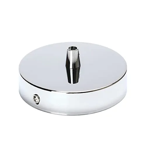 Baldachin Abdeckung (Ø 100 mm), Höhe 24 mm, Deckenbaldachin für Hängeleuchte, Lampenbaldachin inkl. Klemmnippel aus Metall, Chrom
