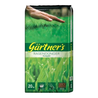 Gärtner s Rasendünger Kompakt 20 kg - NPK-Dünger mit Magnesium und Eisen, organisch-mineralisch für schnelles und gesundes Rasenwachstum