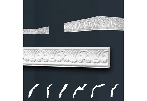 marbet design Stuckleiste B-10, 2 Meter, Deckenleisten Sparpaket aus Styropor EPS - Stuckleisten gemustert, leicht im traditionellen Design - 1 Stück / 2 Meter