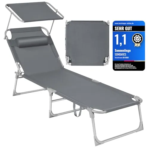 SONGMICS Klappbare Sonnenliege mit Sonnenschutz von SONGMICS