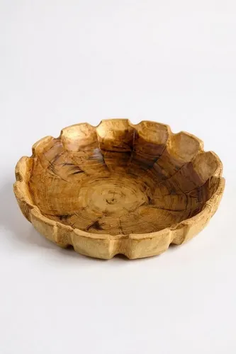 FaHome Dekoschale Holzschale rund in Blütenform – handgefertigte Massivholz Schale