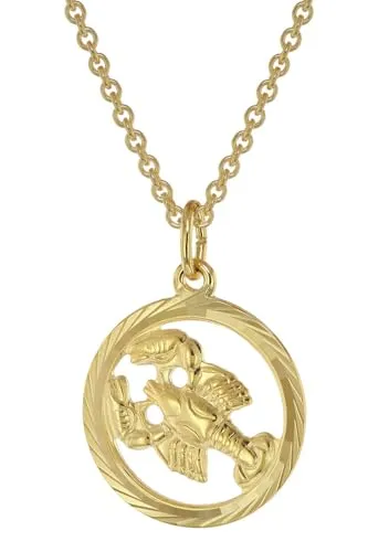 trendor Kette mit Anhänger Sternzeichen Krebs Gold 333 - Elegante Goldkette mit 16 mm Anhänger für das Sternzeichen Krebs, ideal als persönliches Geschenk für Frauen und Jugendliche, Made in Germany.