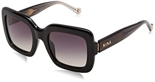 Nina Ricci SNR322 0700 Nero Lucido Sunglasses Woman Acetate, Square, 53