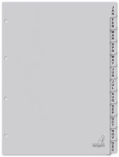 Kangaro Karton-Register DIN A4 Jan-Dec. 180 g/m² recycelter Grau FSC Karton - 12-teilig