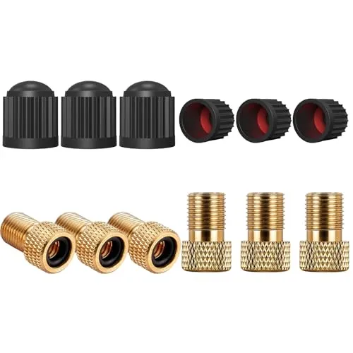 Adapter für Dunlop- und Sclaverand Ventil auf Schrader Ventil, 12 Stück DV + SV auf AV-Ventil, Fahrrad Ventil Adapter, Adapter Radventil, Adapter Blitzventil, Presta Ventil Adapter, Bike Valve Adapter