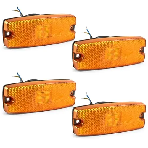 Yuanjoy 4x Amber LED Seitenmarkierungsleuchten Set – 12V/24V, ECE R91/R148 Zertifiziert, IP67 Wasserdicht – für Anhänger, LKW, Wohnwagen, Landmaschinen