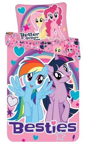 My Little Pony Kinderbettwäsche Besties, 2-teilig - Bettwäsche-Set für Kinder mit My Little Pony-Motiv, kuschelig aus 100% Baumwolle, ideal für süße Träume und ein farbenfrohes Kinderzimmer.