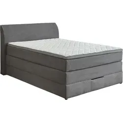 Boxspringbett Einzelbett 120 x 200 cm mit Bettkasten und TFK-Matratze - Stylisches Boxspringbett in Grau mit praktischen Bettkasten, ideal für optimalen Schlafkomfort und platzsparende Aufbewahrung.