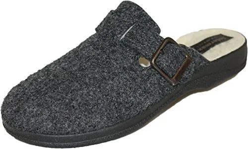 Intermax Herren Filz-Clog mit Ristriemen, gefüttert Schurwolle, Filz anthrazit 41 EU