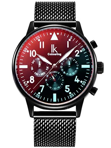 Alienwork Automatikuhr Herren Schwarz - Stilvolle Armbanduhr mit Metall Mesh Armband - Armbanduhren für Herren mit Automatik-Uhrwerk, kein Batteriebedarf. Hochwertiges Edelstahl und gehärtetes Mineralglas sorgen für Langlebigkeit und eleganten Stil.