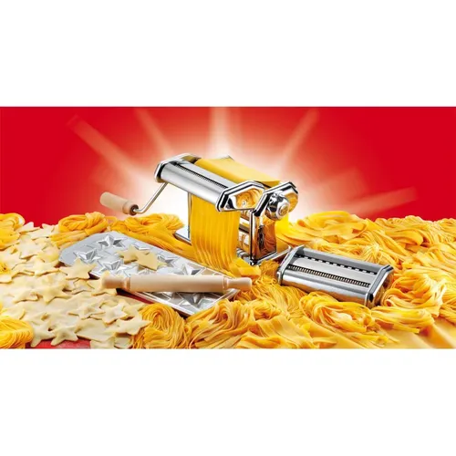 Imperia Pastaia Italiana Pasta-Set 5-teilig - Nudelmaschinen-Set für die perfekte italienische Pasta, inklusive praktischer Zubehörteile für vielfältige Teigvariationen.