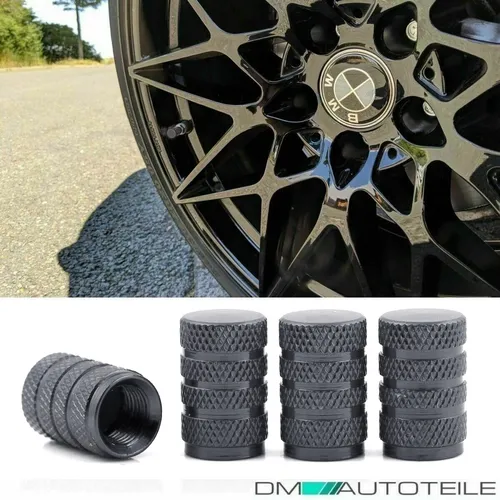 Ventilkappen Kappen SET Grau eloxiert für Autoventile Fahrrad Motorrad Bike 4