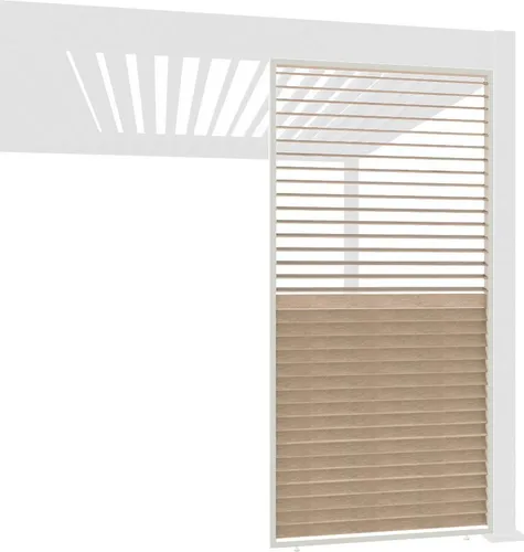 Holzoptik Wand für Pergola mit drehbaren Lamellen - Elegante Wand für Pergola in Holzoptik aus Aluminium, erhältlich in 3 Größen. Flexibel durch drehbare Lamellen für individuellen Licht- und Sichtschutz.