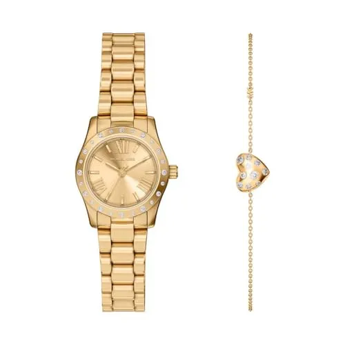 MICHAEL KORS Quarzuhr für Damen im Set - Elegante Quarzuhr aus Edelstahl mit Klappschließe. Kompakte Maße und zeitloses Design – perfekt für jeden Anlass und als Geschenk geeignet.